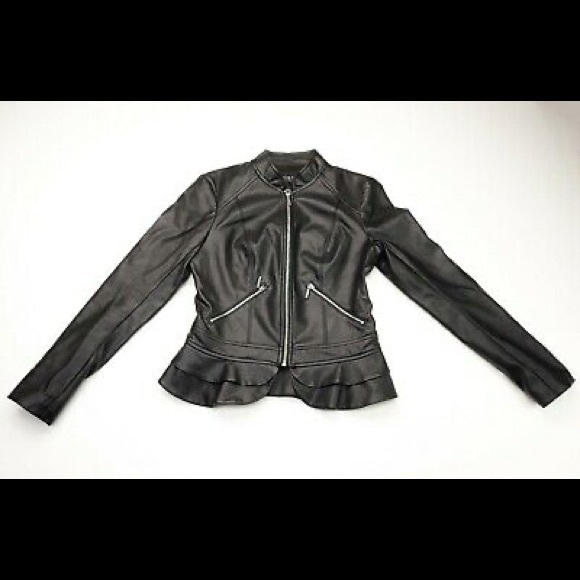 Guess Kate Faux Leather Peplum Jacket - Picture 5 of 8
